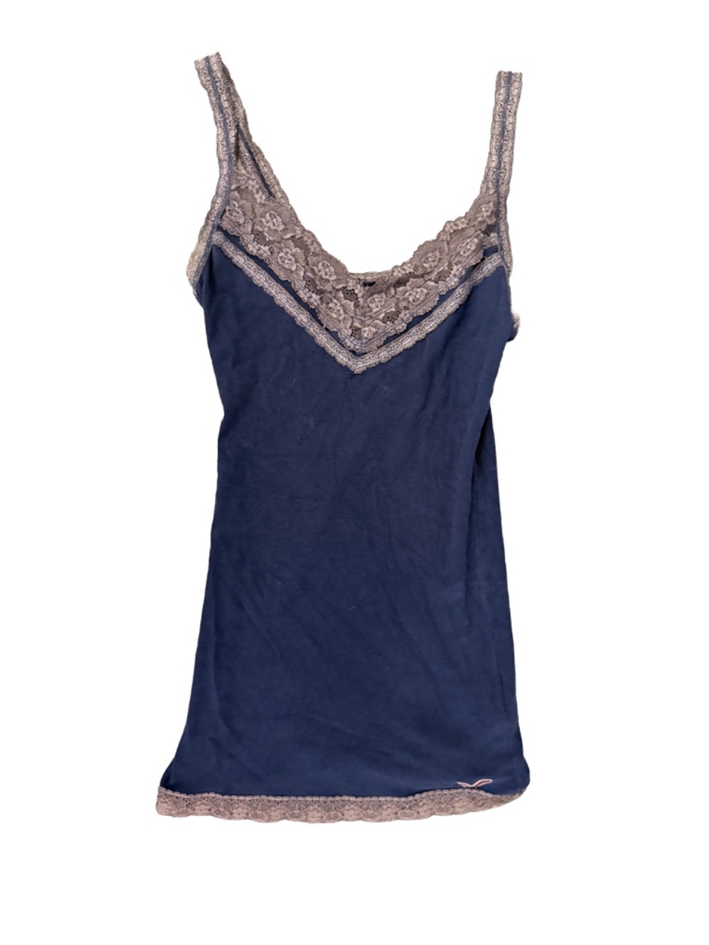 Vintage Hollister Blue Lace Cotton Cami with red logo